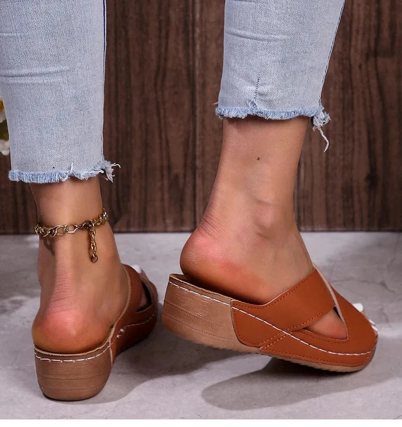 chaussons plats en cuir
